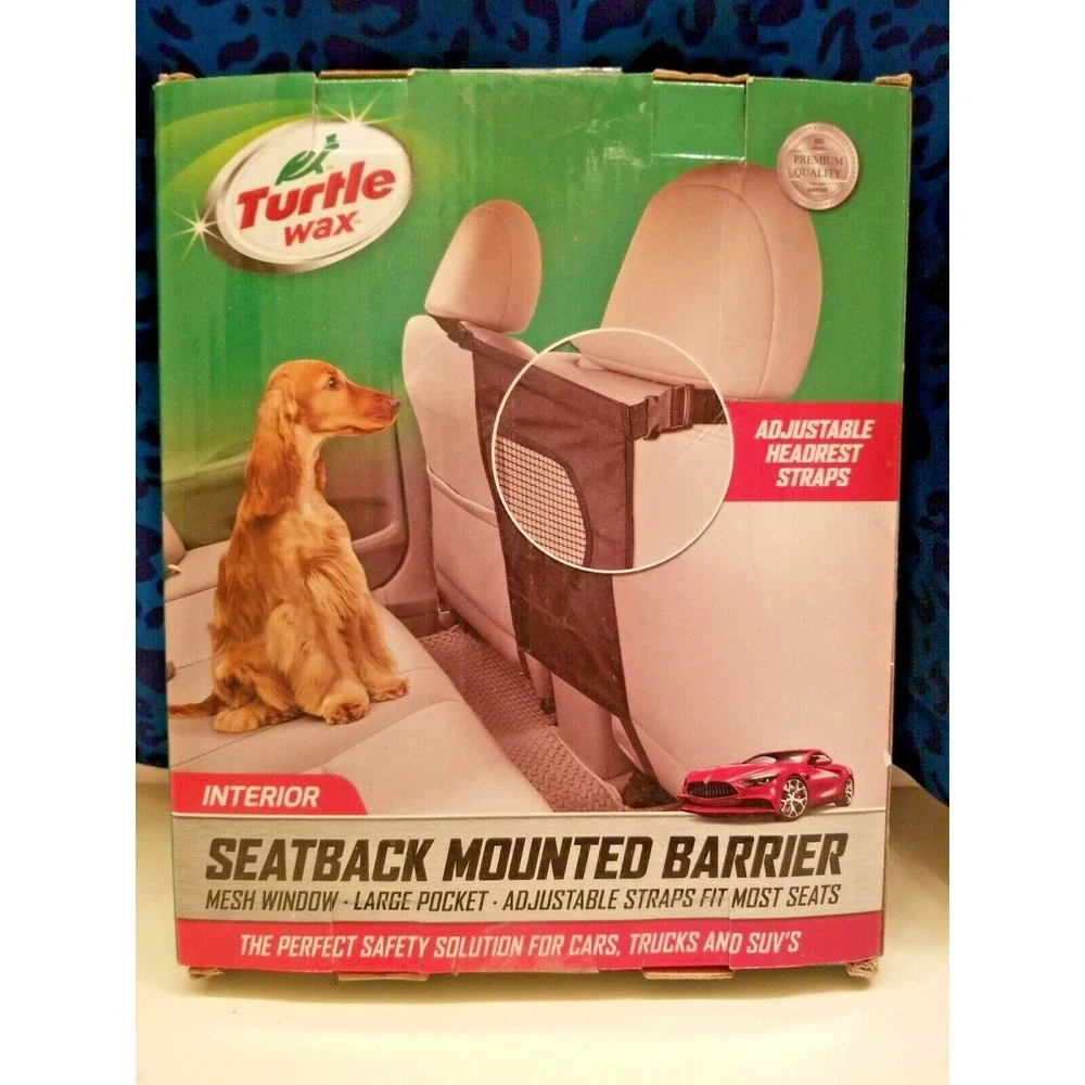 Turtle Wax Seatback Mounted Barrier Mesh Window L Pocket Adj. Straps‎ Black NIB